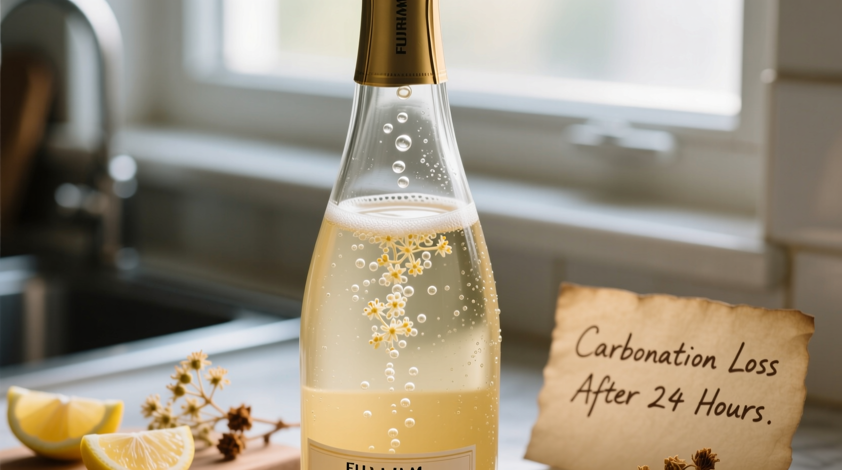 why does my homemade elderflower champagne lose effervescence within 24 hours