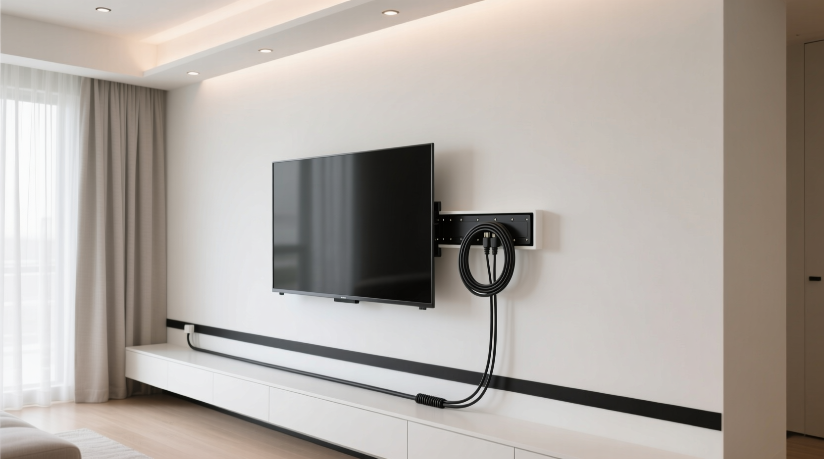 how to hide cords behind a floating tv mount cleanly and affordably