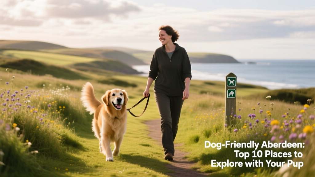 A dog and owner enjoying open space at Balmedie Country Park in Aberdeen