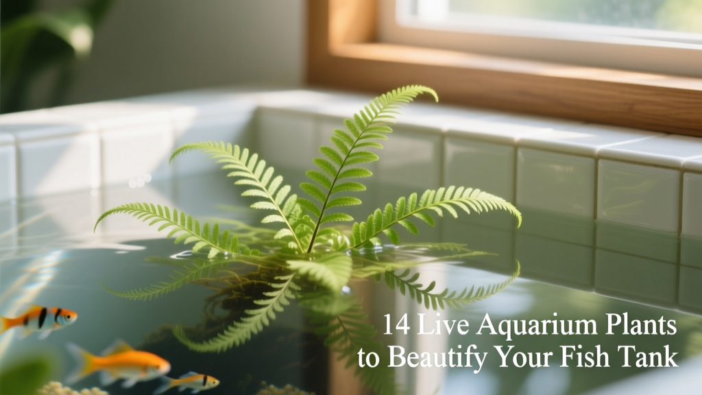 Parrot's Feather plant with delicate, fern-like green stems floating on aquarium surface