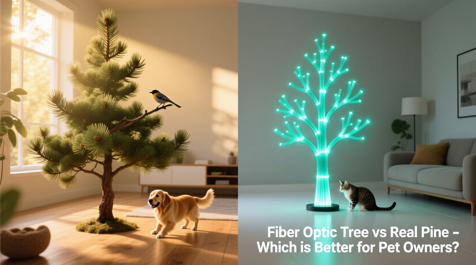 fiber optic tree vs real pine which is better for pet owners