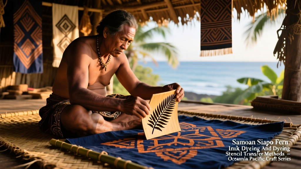 Samoan Siapo Fern Ink Dyeing And Stencil Design Transfer Methods