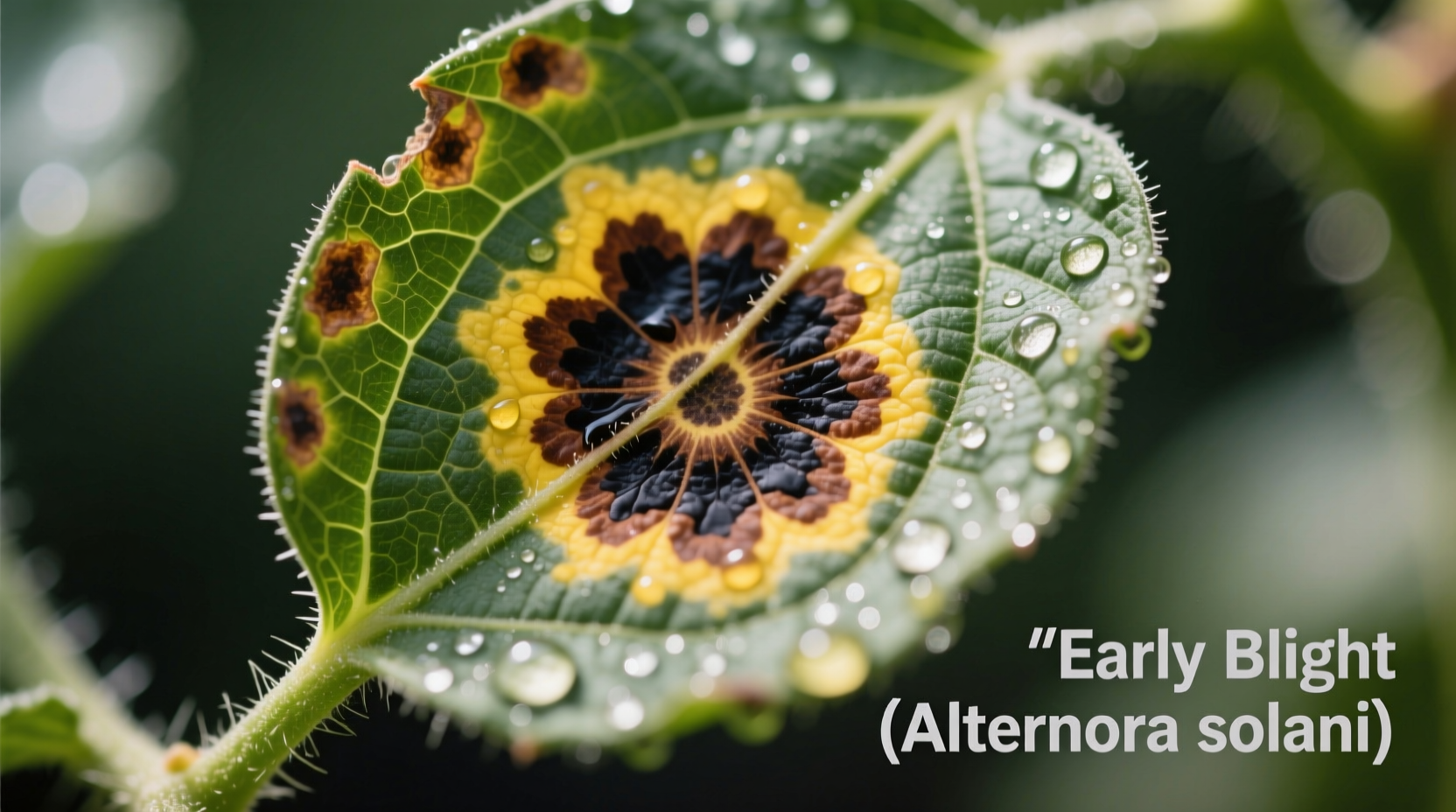 Tomato leaf showing bullseye pattern of early blight