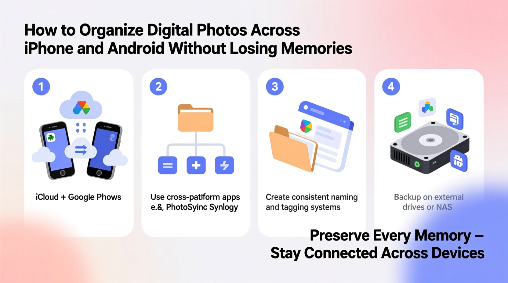 how to organize digital photos across iphone and android without losing memories