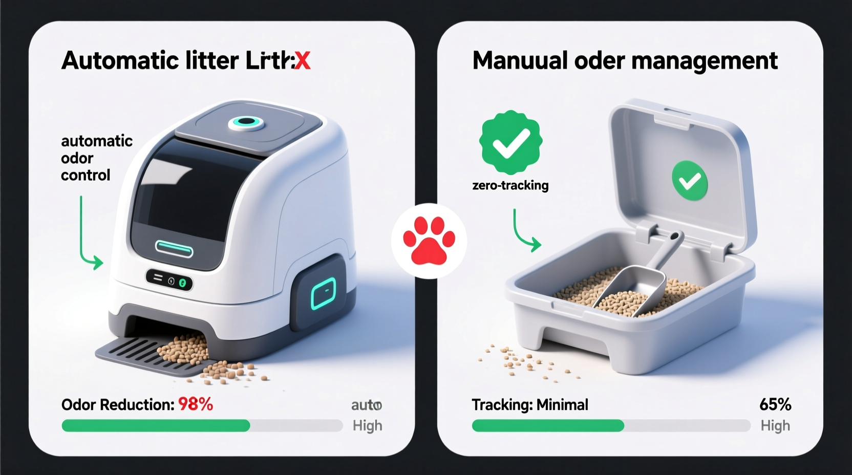 automatic litter box vs manual which reduces odor and tracking more effectively