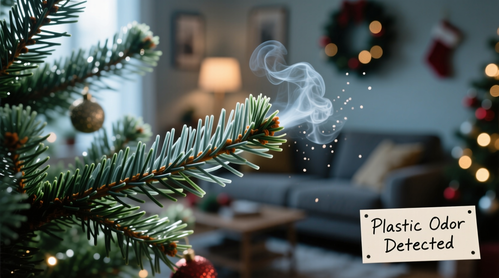 why does my artificial christmas tree smell like plastic and how to neutralize it naturally