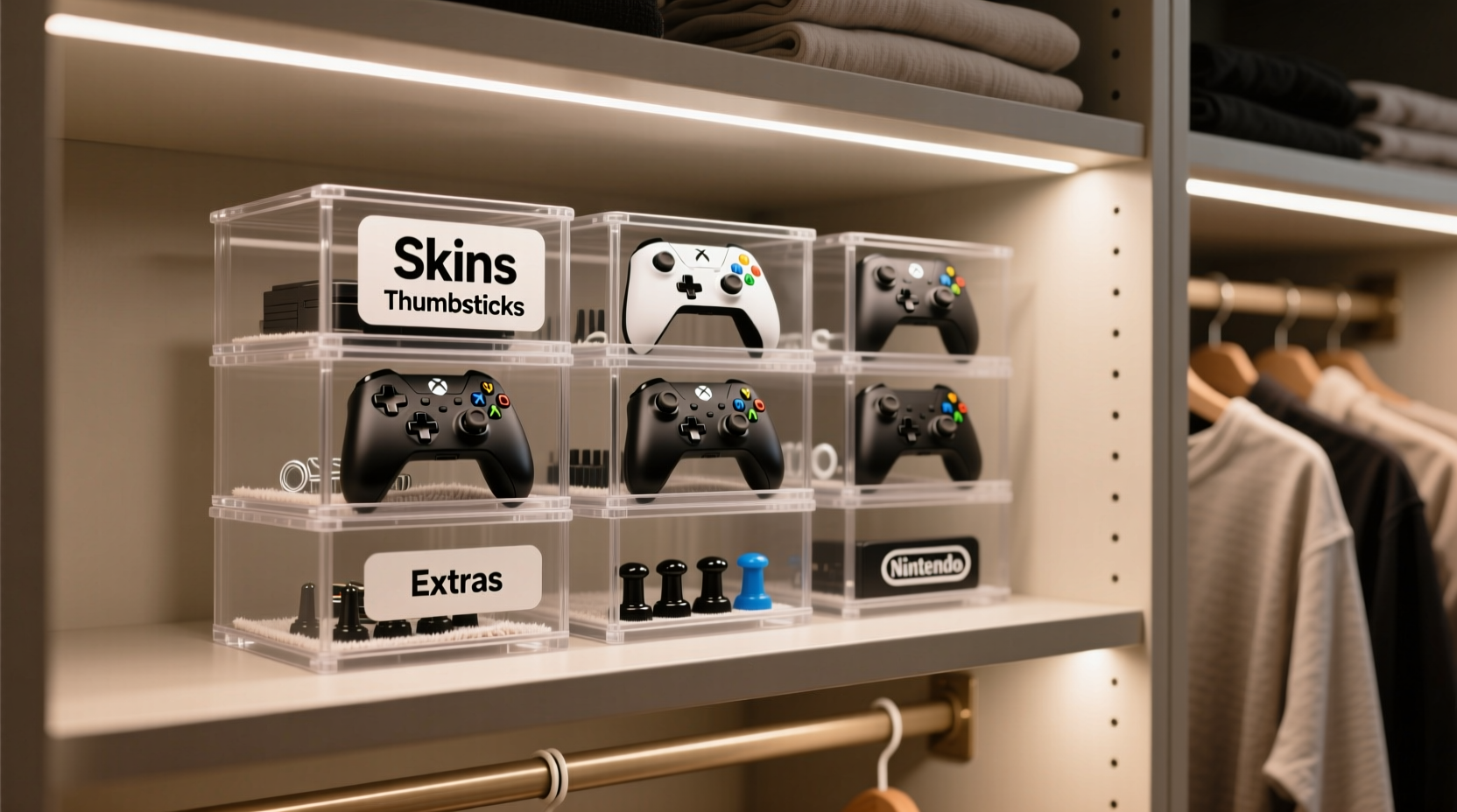 closet organization tips for gaming controller parts