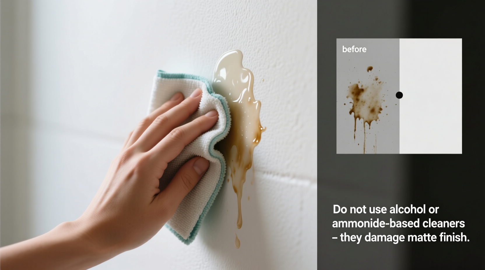 how to get grease out of matte painted walls without leaving shiny spots