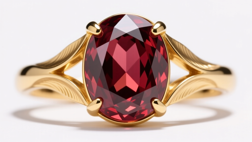 Cross-section diagram of an ancient Greek collet bezel setting holding an almandine garnet cabochon, highlighting the folded gold.
