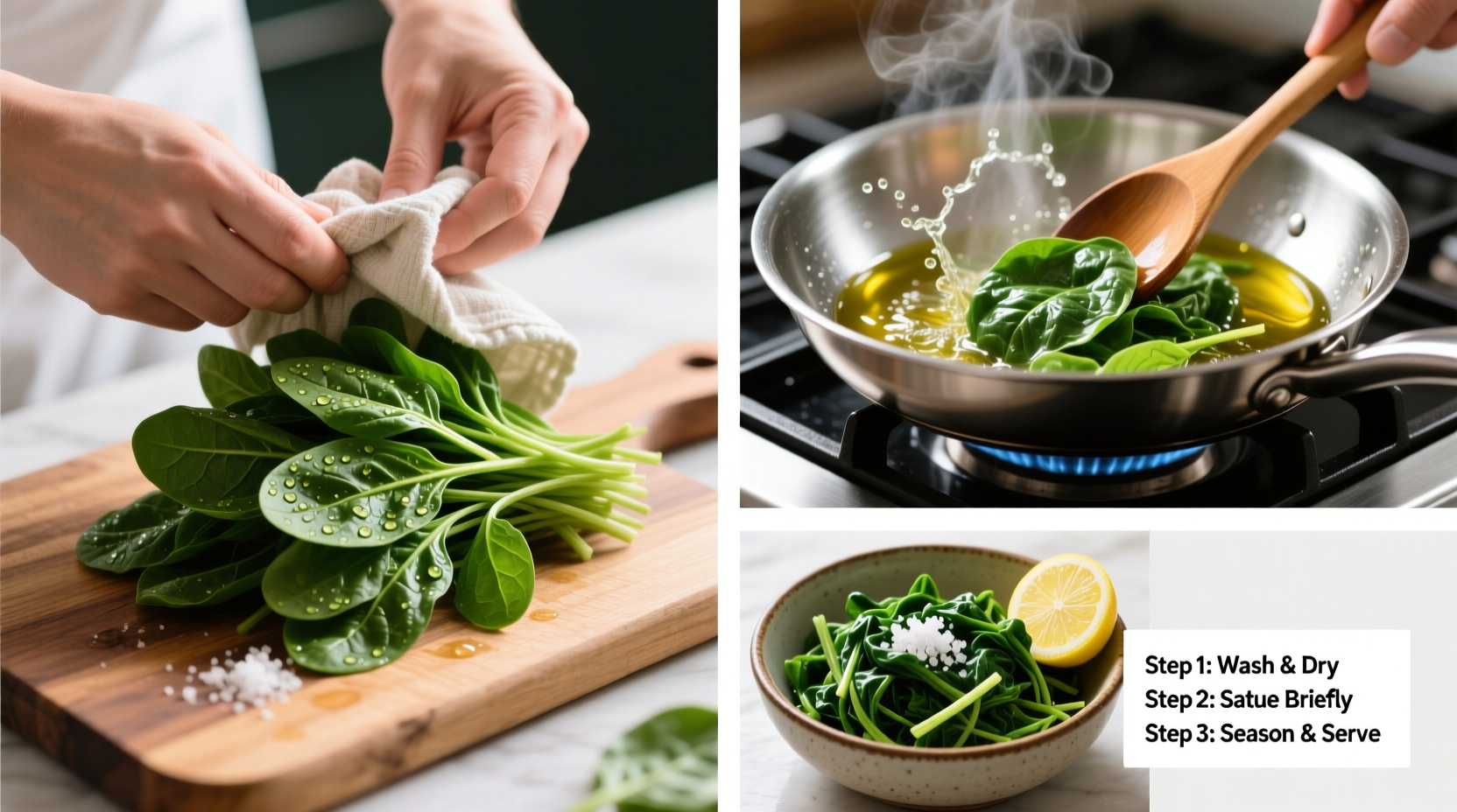 how to cook fresh spinach step by step
