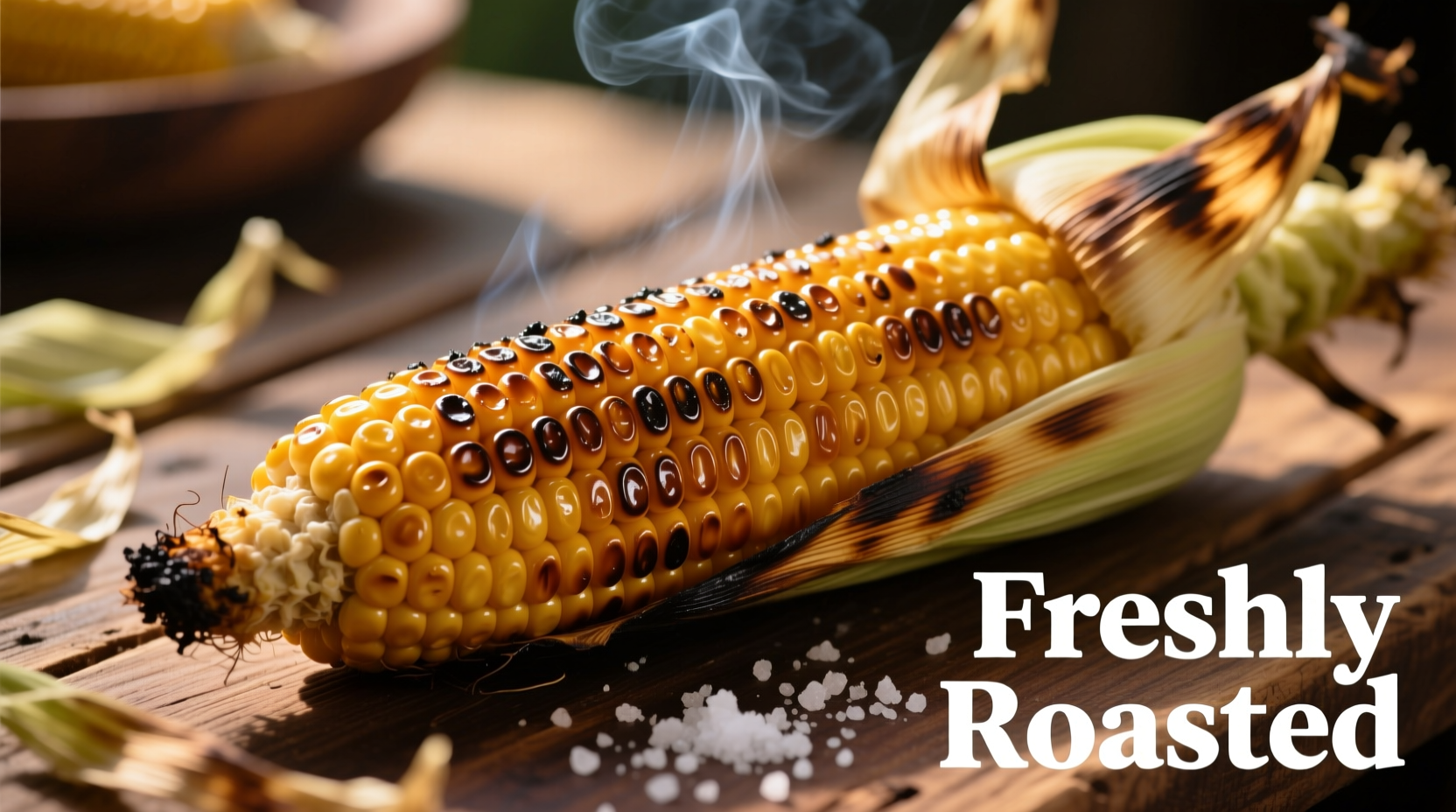Perfectly roasted corn on the cob with golden kernels