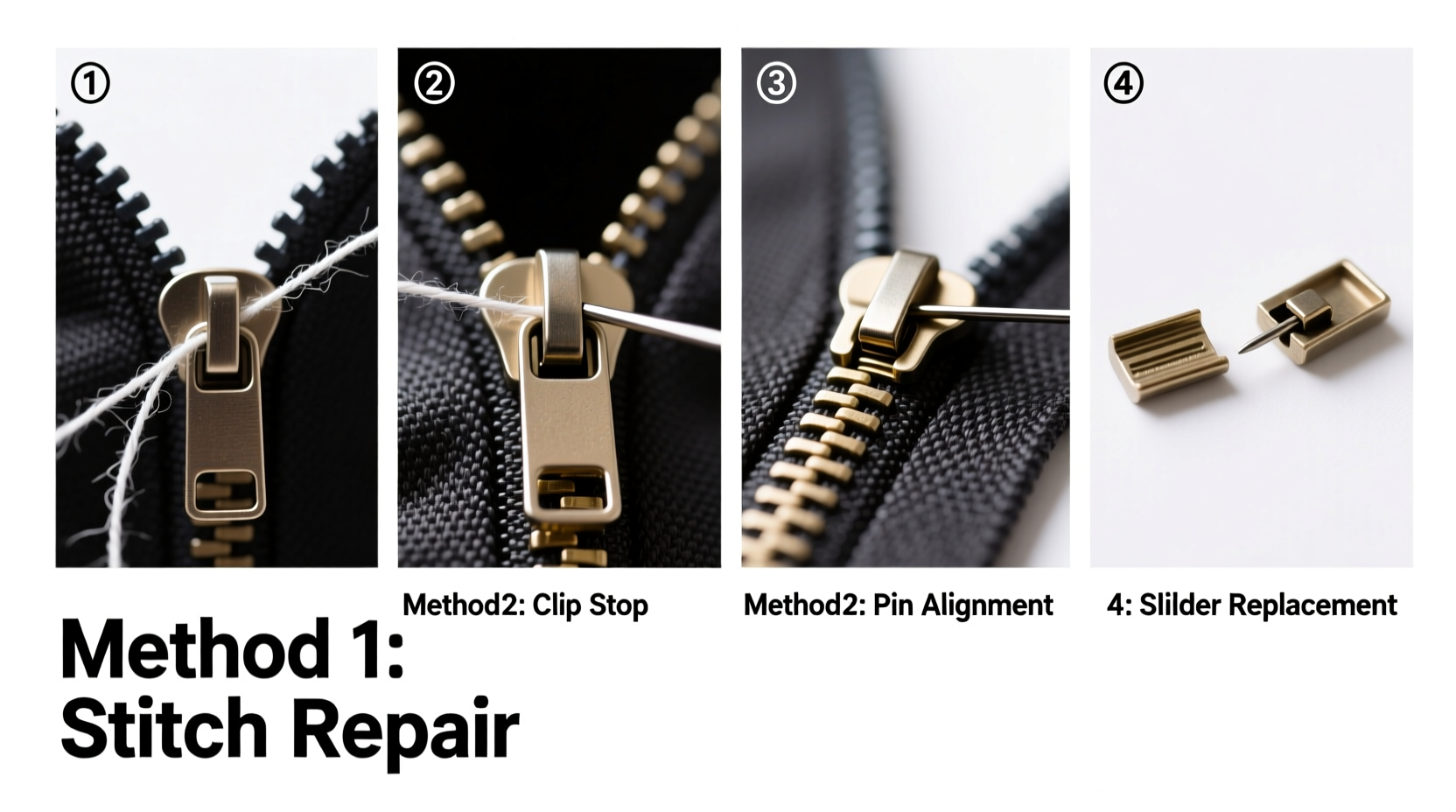 how to fix a zipper that splits distinct repair methods