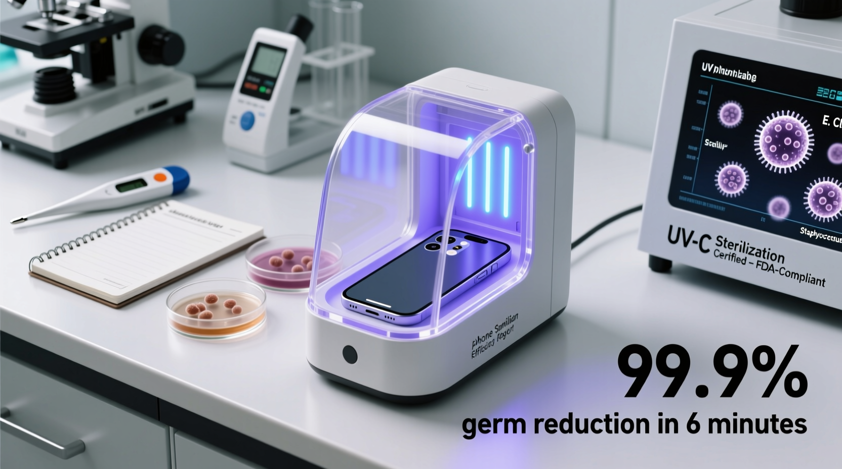 do uv phone sanitizers kill germs effectively lab results inside