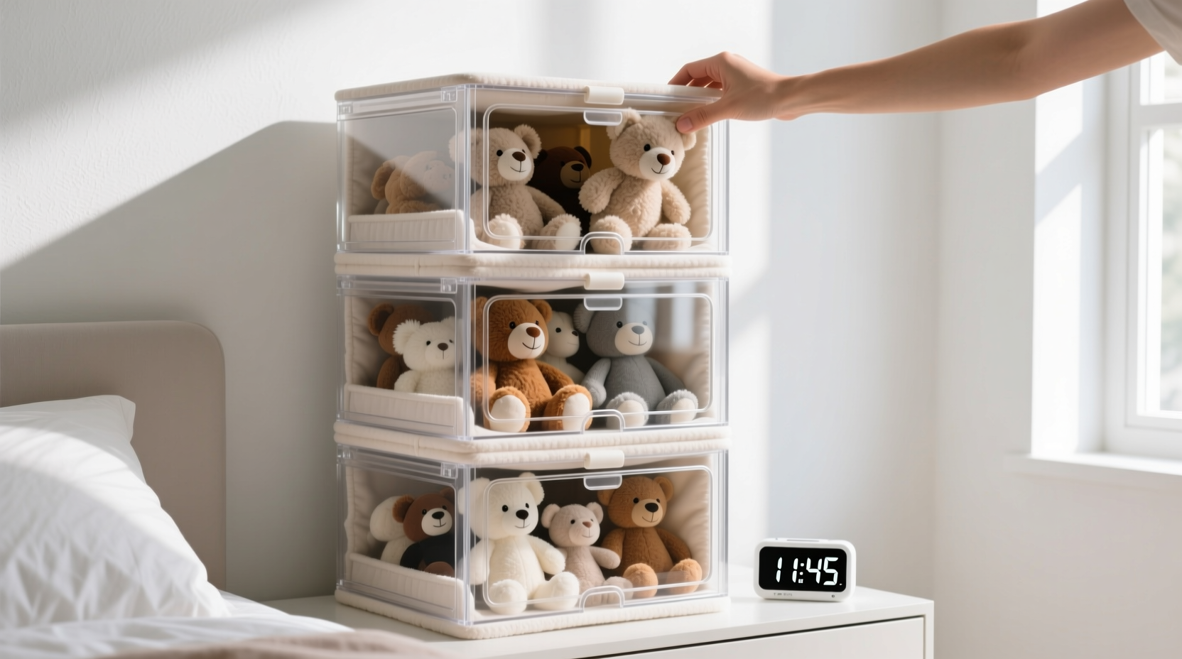 anime plush storage dust free corner organization