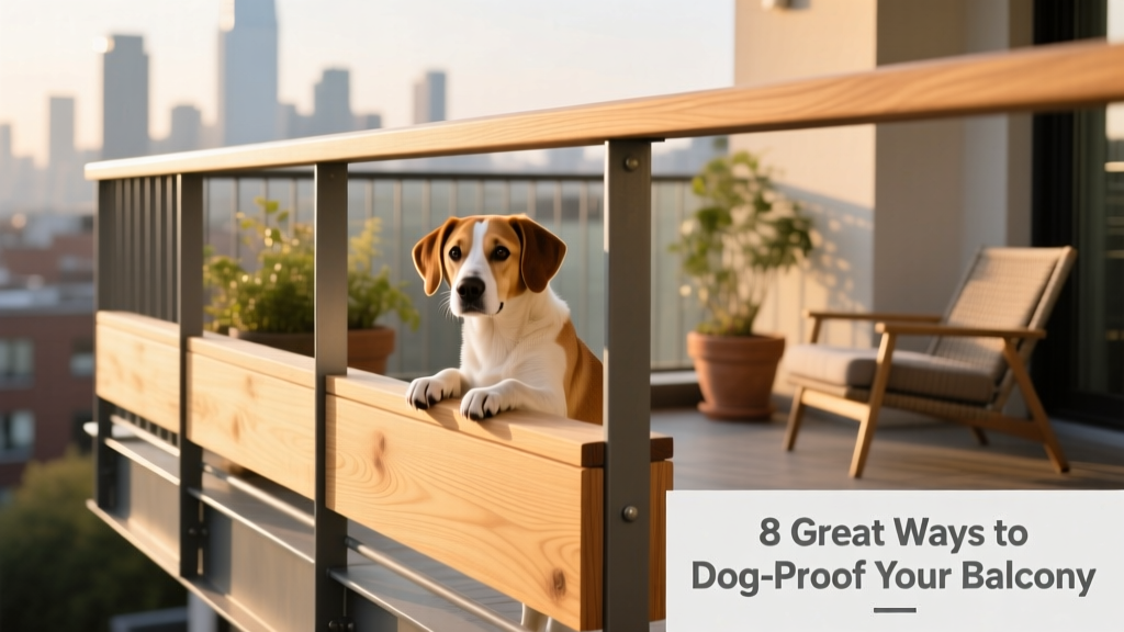 Wooden railing extension installed atop existing metal balcony railing