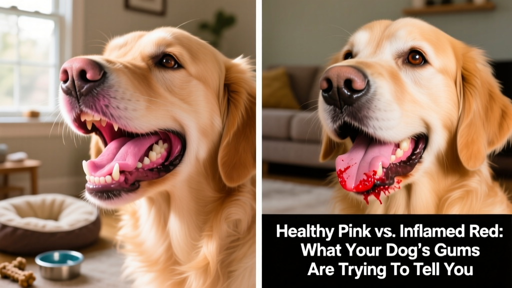 Side-by-side comparison showing healthy pink gums versus inflamed red gums