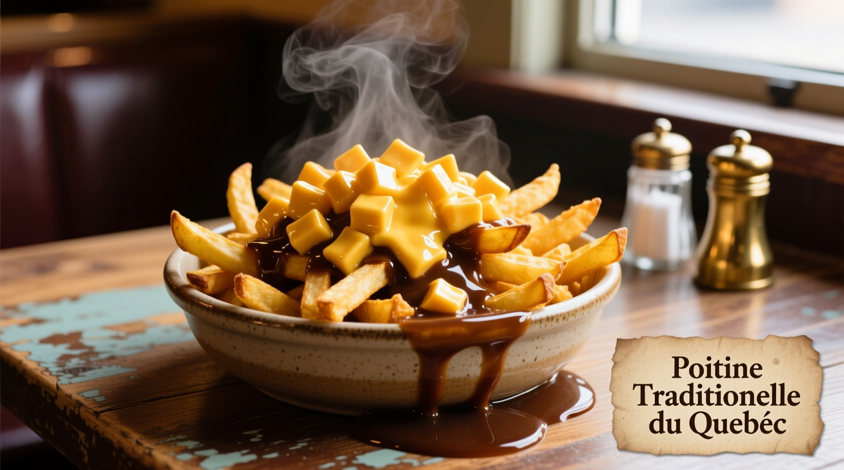 Traditional Quebec poutine with fries cheese curds and gravy