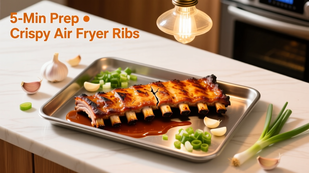Crispy Boneless BBQ Ribs in the Air Fryer (5-Min Prep!)