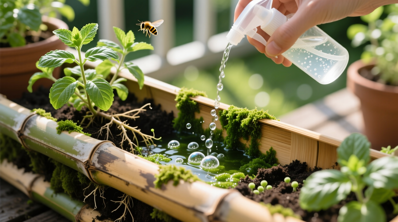 hydrogen peroxide algae removal for bamboo planters