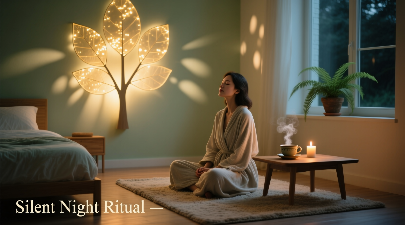 how to craft a silent night routine that includes soft tree lighting and calm