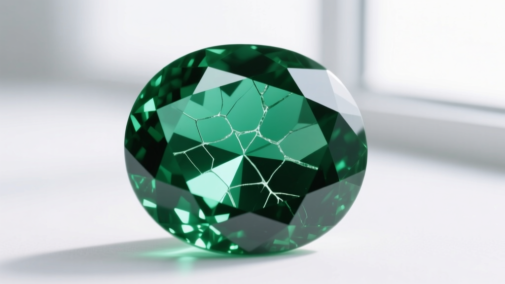 Macro photo of an emerald gemstone showing internal fissures highly vulnerable to ultrasonic cavitation damage and thermal shock