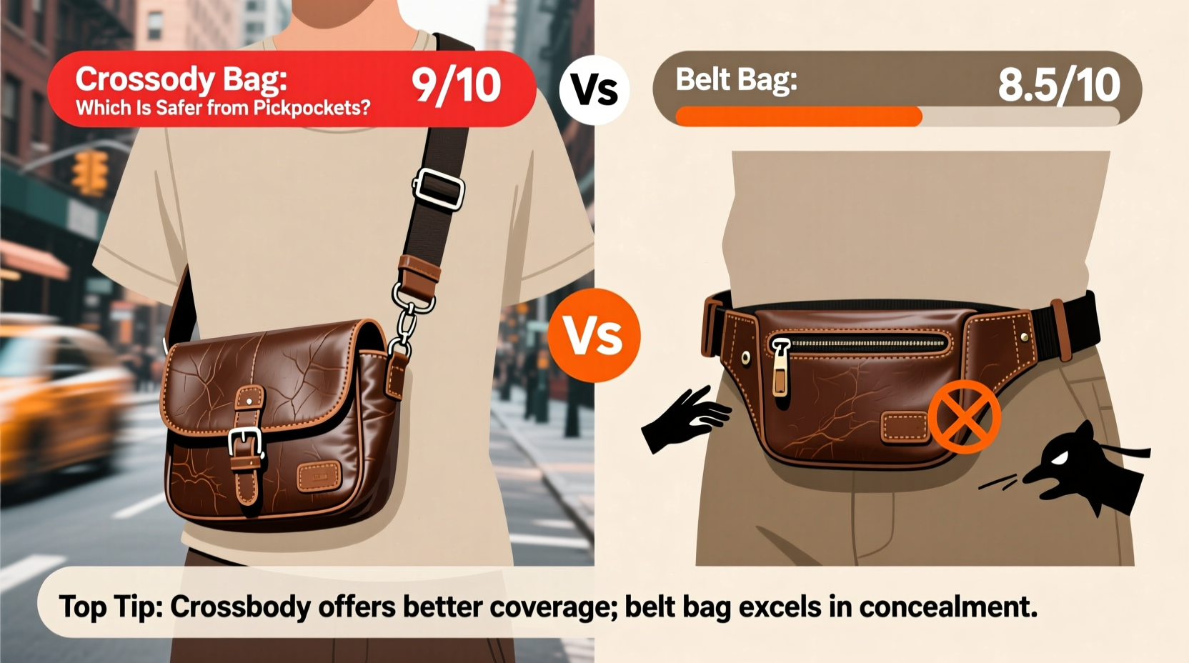 crossbody bag vs belt bag which is safer from pickpockets