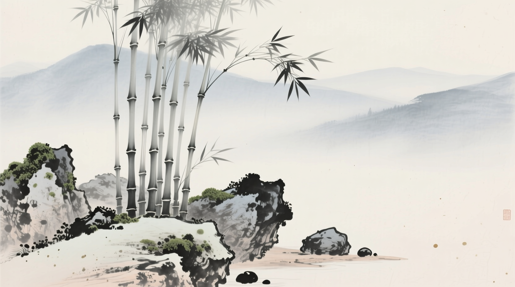 bamboo with rocks