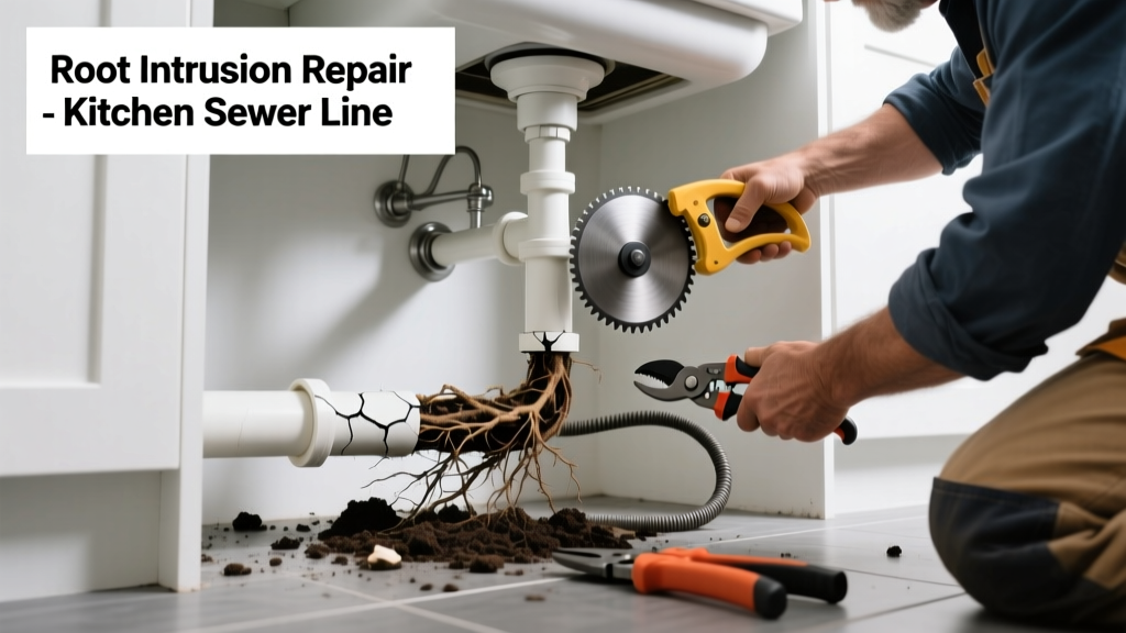 Fixing Sewer Line Root Intrusion in the Kitchen