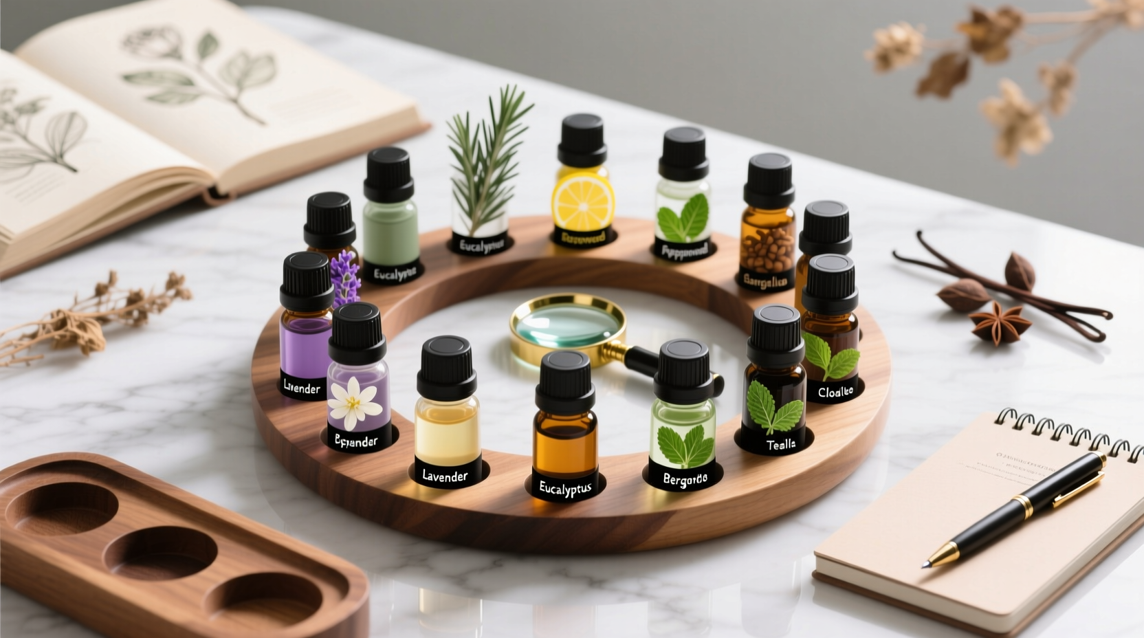 Olfactory training kit with essential oils