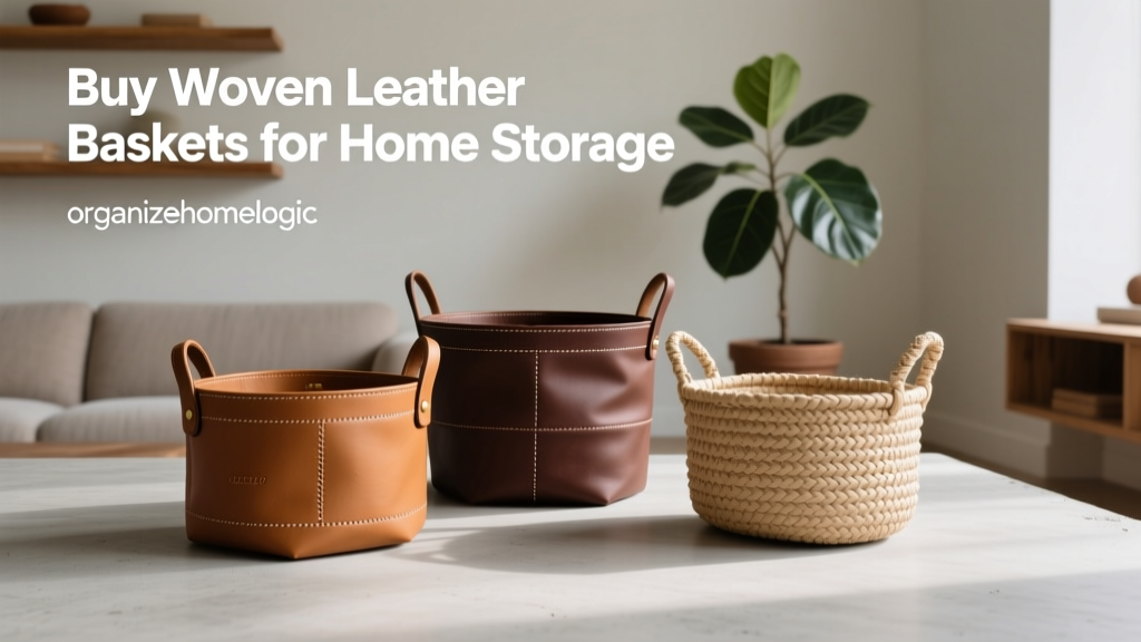 Buy Woven Leather Baskets for Home Storage