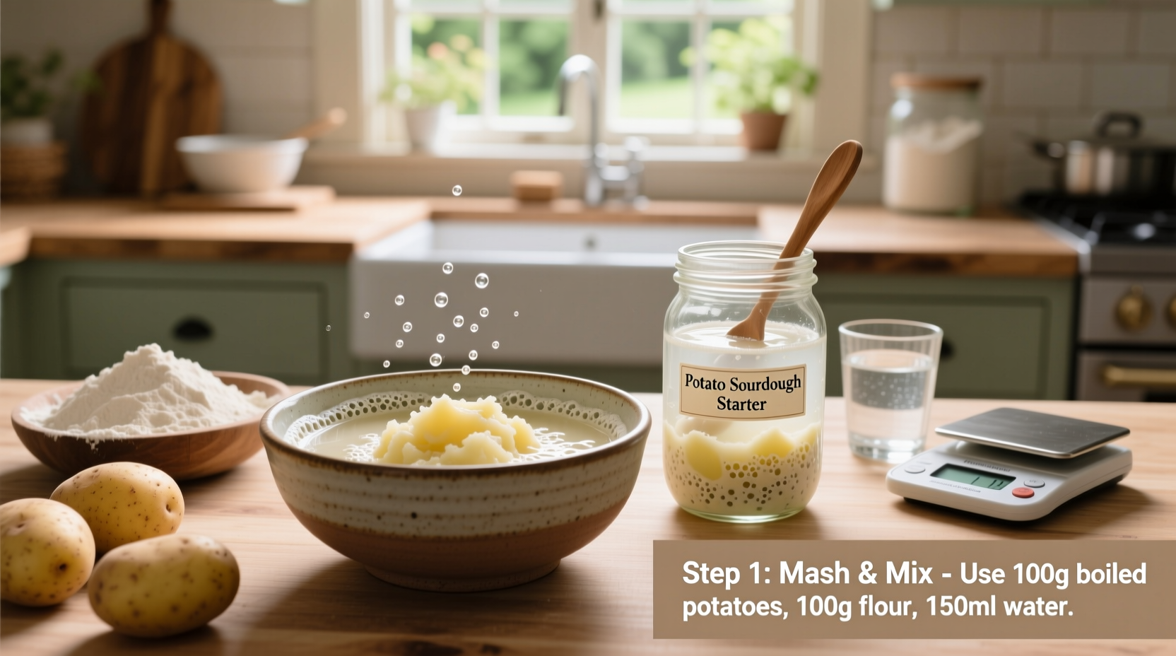 Step-by-step potato sourdough starter preparation