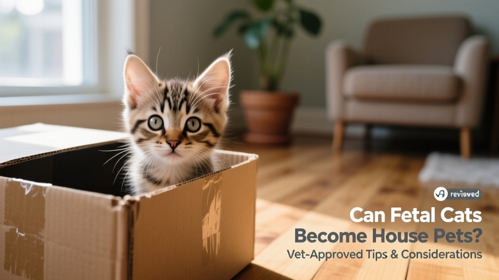 A cautious but curious young feral kitten peeking from behind a cardboard box, eyes wide and ears forward