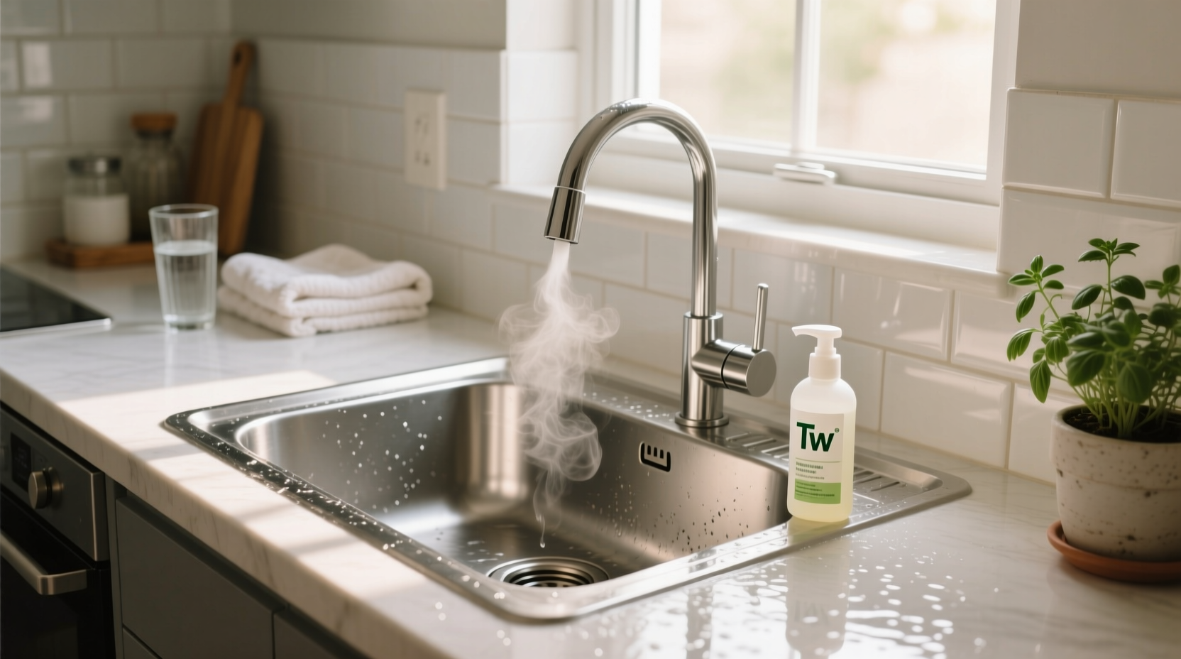avoid a nasty mildew smell around your sink by using tw