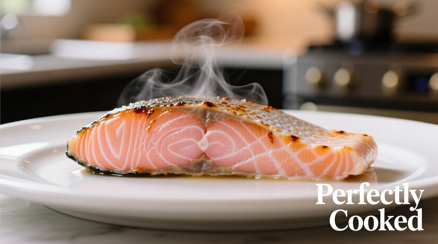Perfectly cooked salmon fillet showing flaky texture and opaque pink color