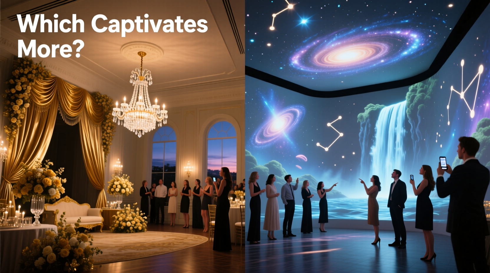 indoor projection mapping vs physical decorations which wows more guests