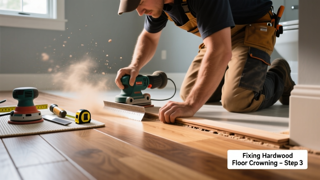 Fixing Hardwood Floor Crowning in the Bathroom