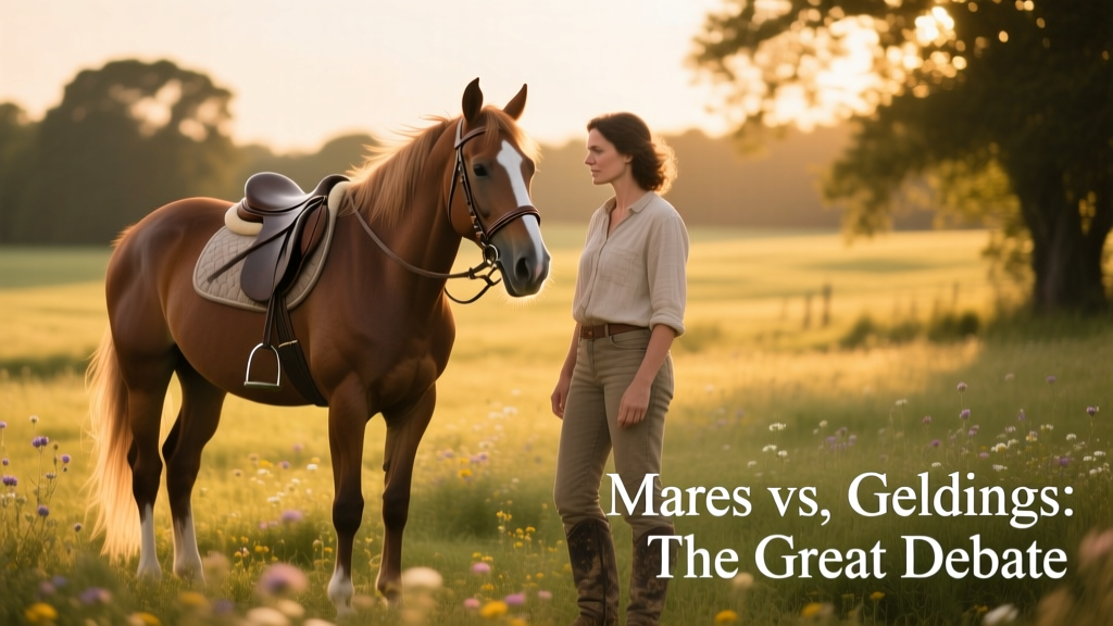 A gentle, attentive mare named Zoe standing beside her rider, ears pricked forward and eyes soft