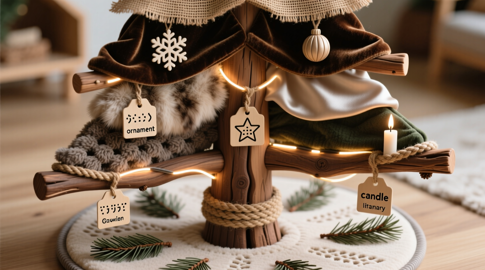 how to create a tactile christmas tree for visually impaired family members using varied textures and braille tags