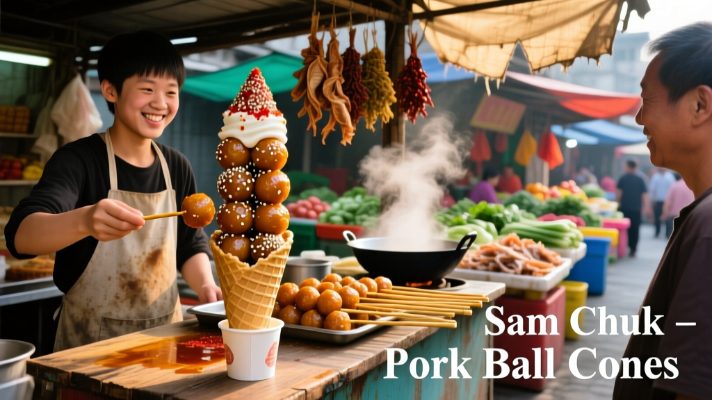 Sam Chuk A Market: Where Pork Balls Are Served Like Ice Cream Cones — A Culinary Oddity with Deep Roots in Central Thailand