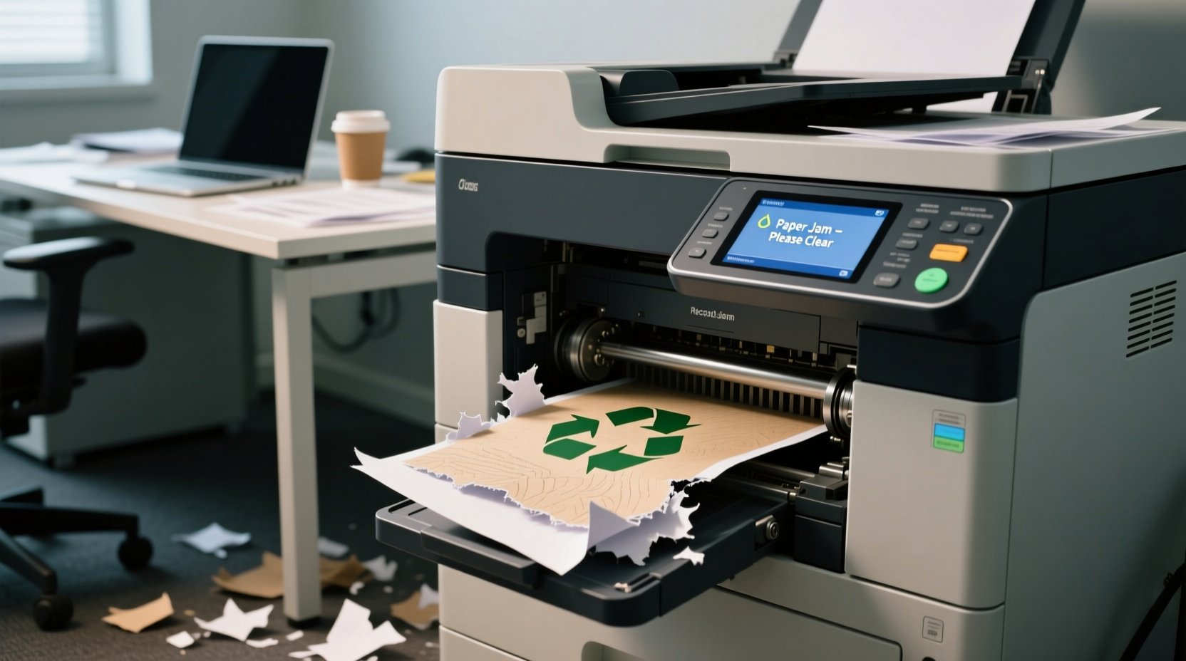 why does my printer jam every time i use recycled paper