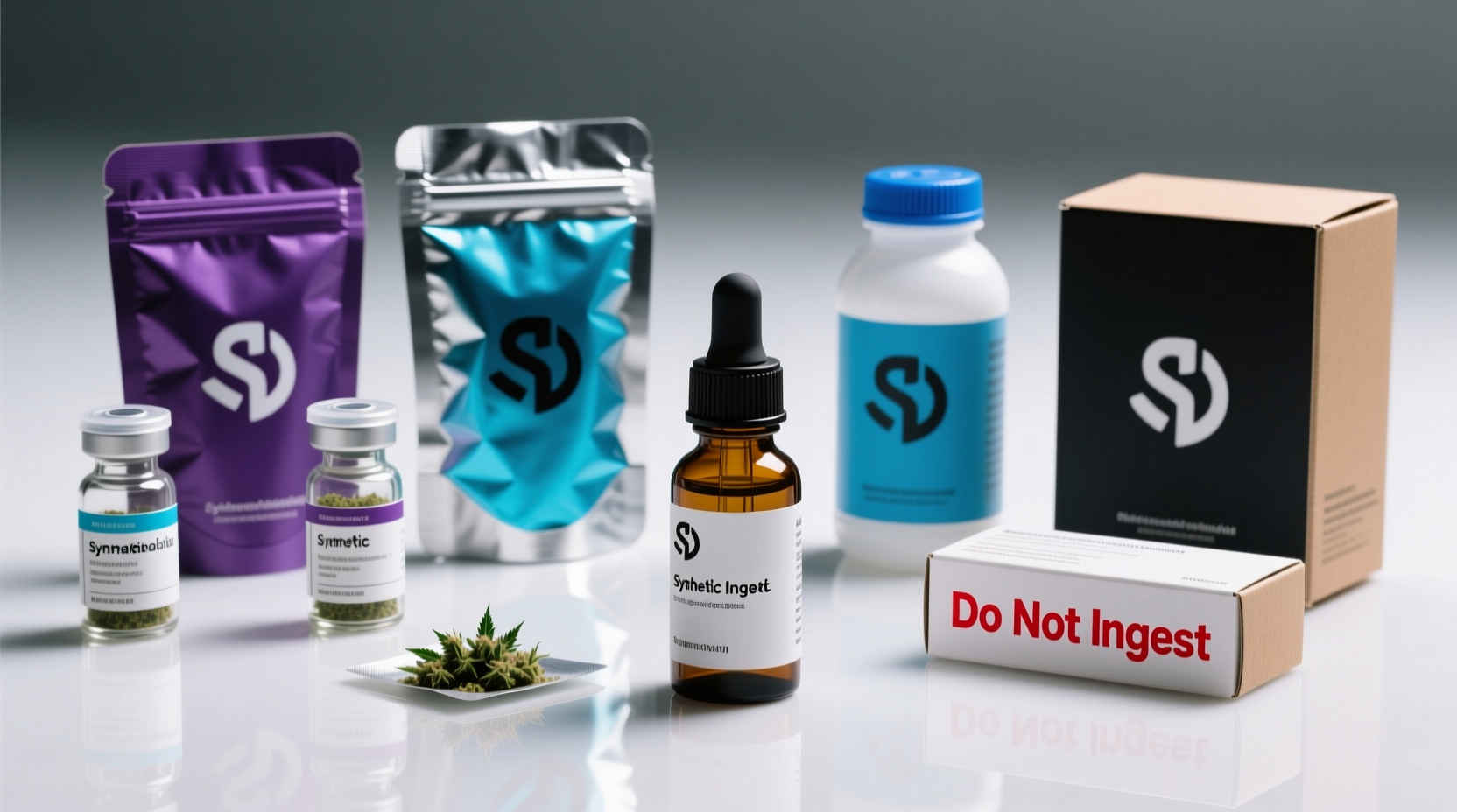 Synthetic cannabinoid products in various packaging