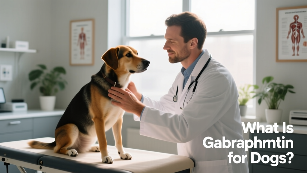 Veterinarian examining a calm dog during a routine checkup