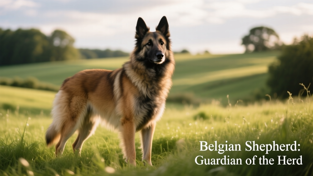 Vertical portrait of belgian sheepdog standing in green grass