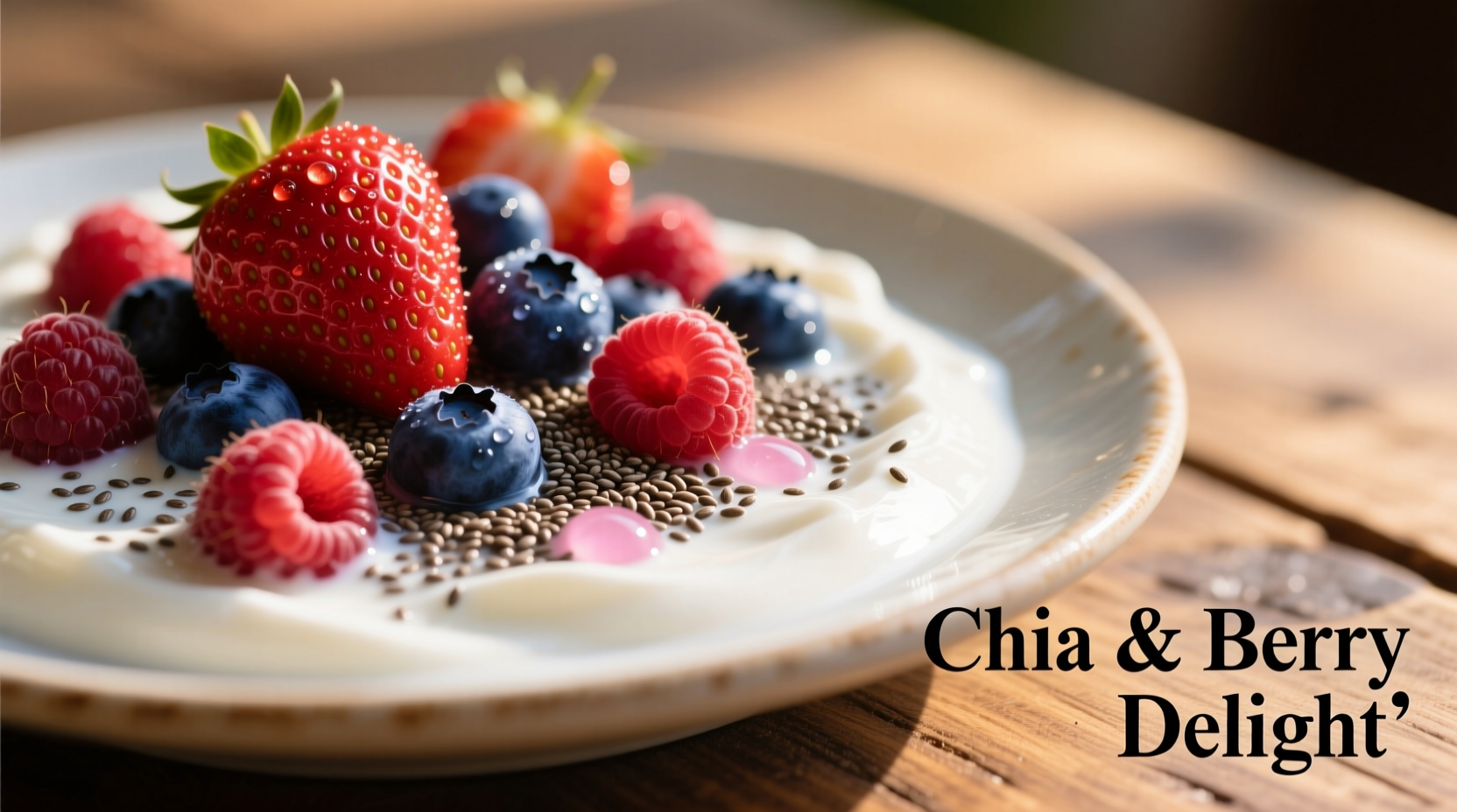 Chia seeds soaked in Greek yogurt with fresh berries