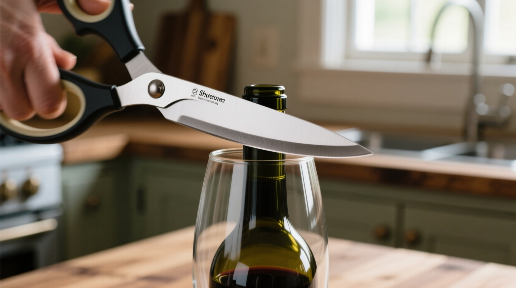 How to Sharpen Kitchen Shears with a Wine Bottle Edge