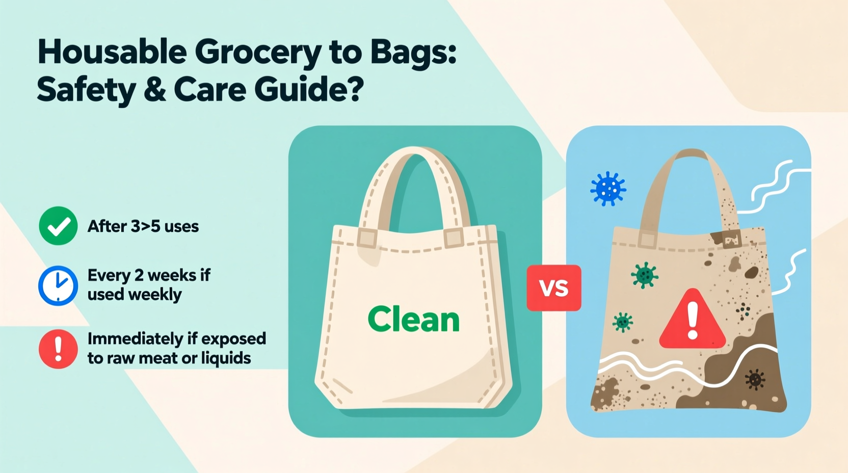 are reusable grocery bags safe if not washed regularly and how often to clean them
