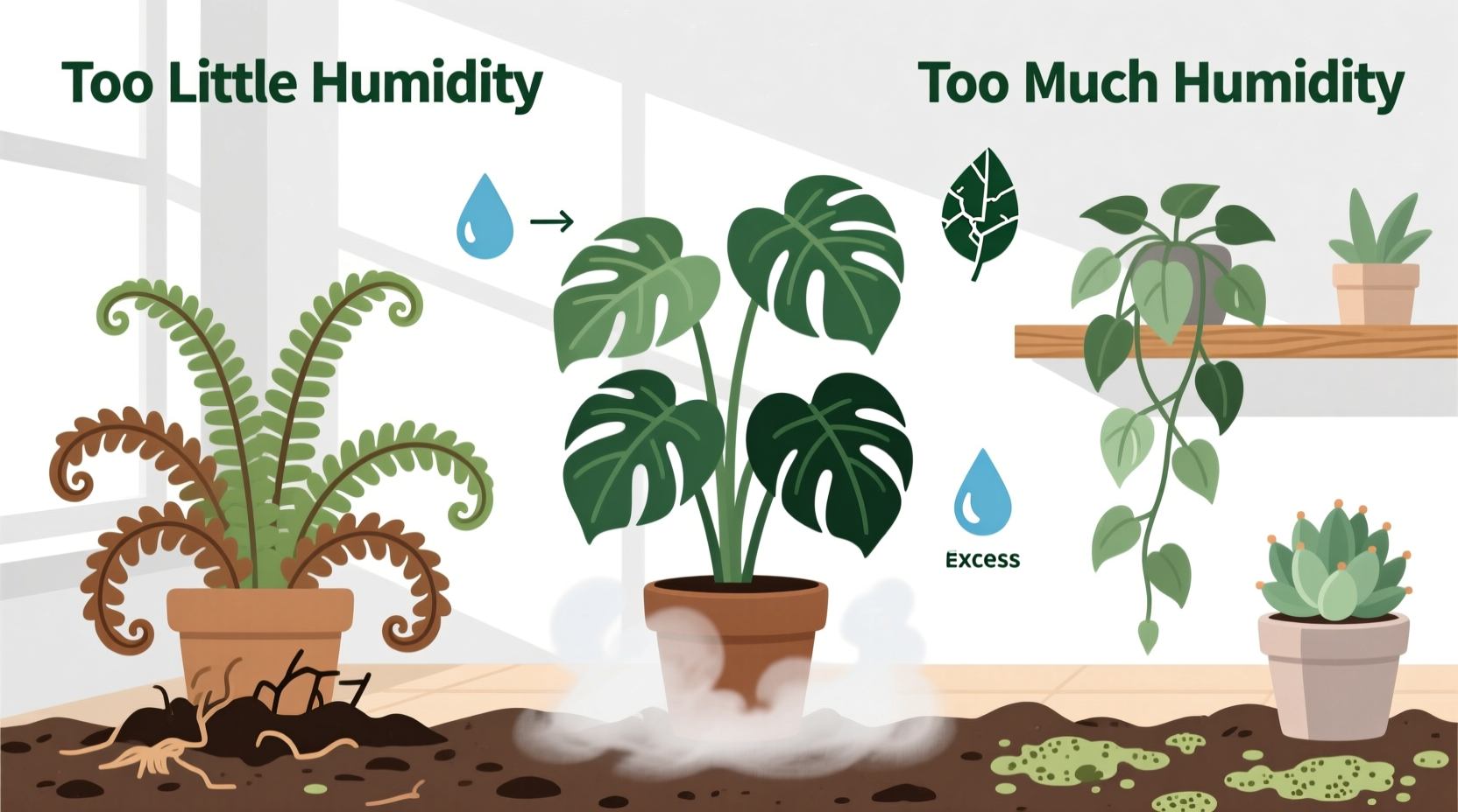 how to tell if your houseplants are getting too much or too little humidity