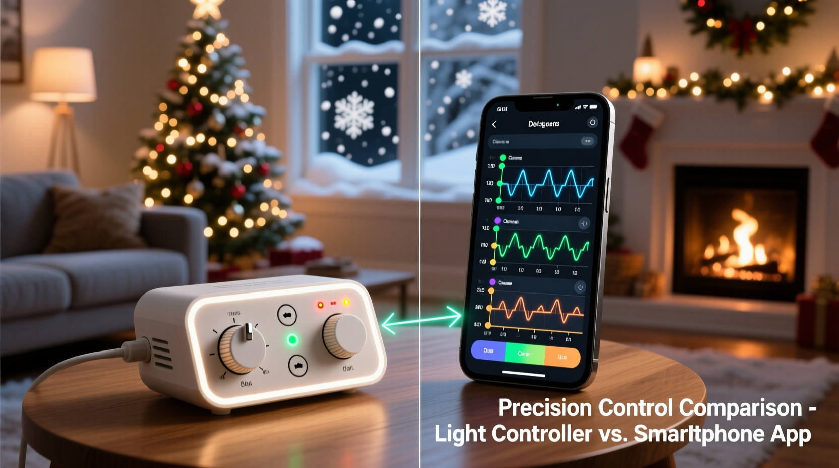christmas light animation controller vs smartphone app only which gives more precise timing control for complex displays
