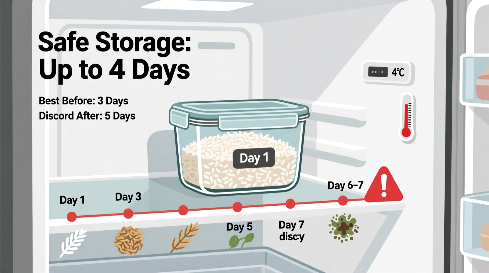 how long can cooked rice be kept in the fridge