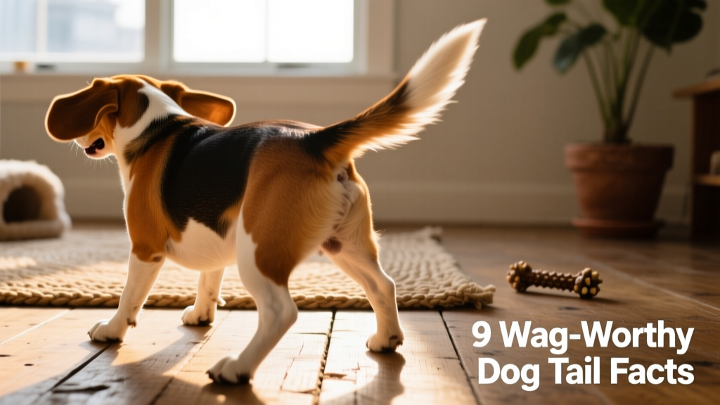 a Beagle’s tail and splayed back legs on a wooden floor